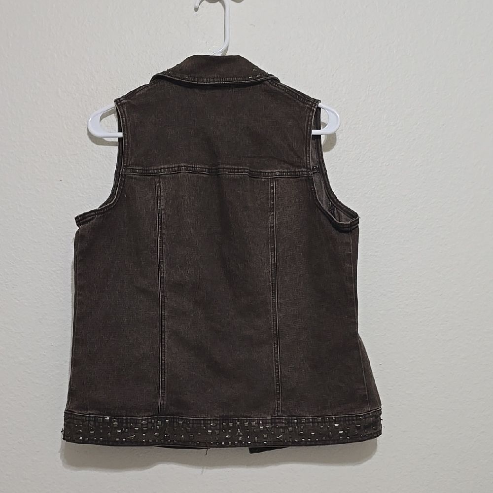 DG2 by Diane Gilman Brown Denim Vest Sleeveless Casual M - Picture 4 of 10